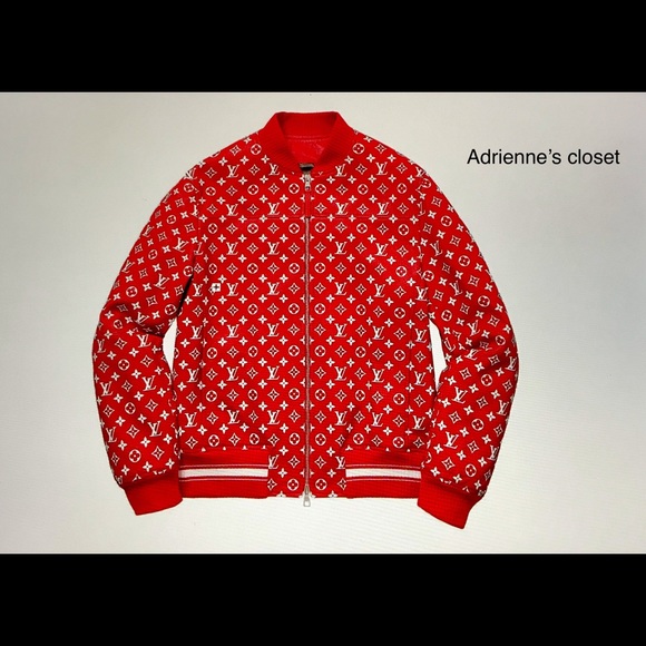 LOUIS VUITTON X SUPREME RED WHITe LEATHER Jacket. - Picture 8 of 8